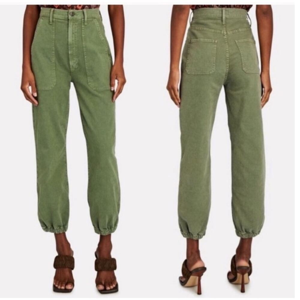 Mother The Wrapper Patch Springy Ankle in Army Green Cargo Pants Size 27 Boho